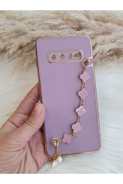 Aksesuarda Moda Samsung S10 Plus Uyumlu Yonca Çiçekli El Geçmeli Lazer Kesim ...