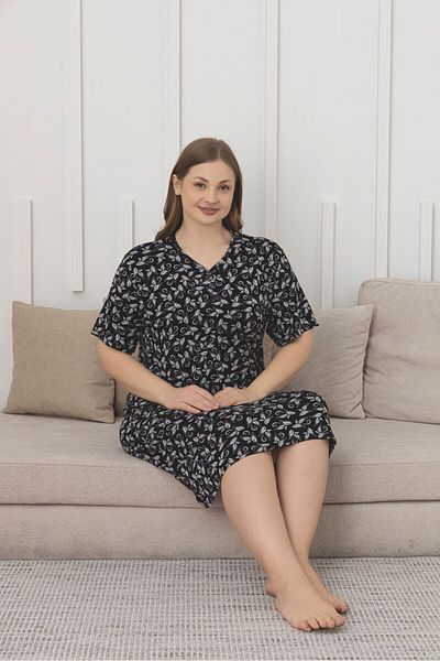 Asel Large Size Lycra Combed Cotton Nightgown