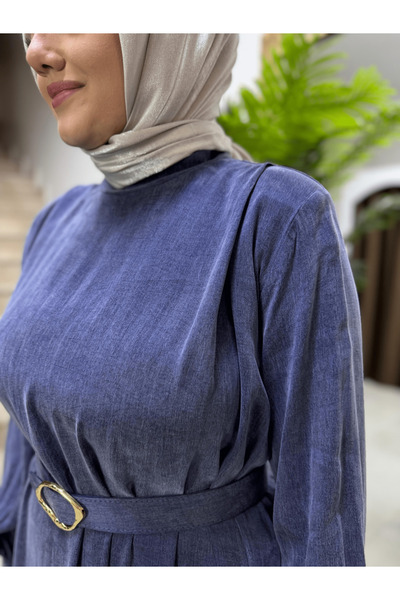 Puane İPEK KUPRA MAVİ ELBİSE