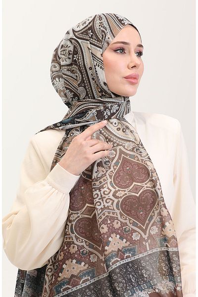 sefamerve Σάλι Karaca Ethnic με σχέδιο βαμβακερό 81086-11 Navy Blue Brown