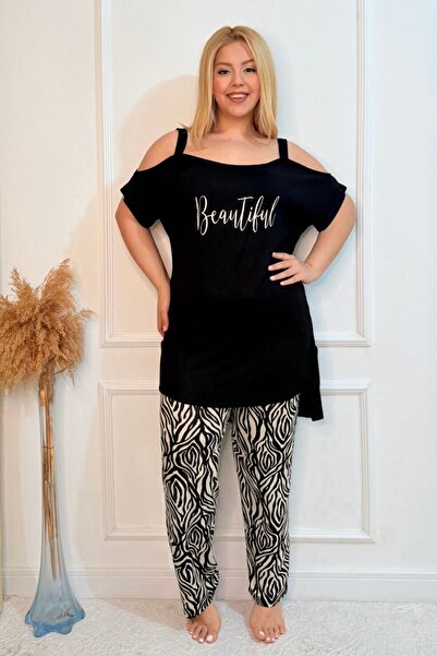 tarzımsüper Plus Size Luxury Pajamas Set with Elastic Waist Comfort Model Cotton Women's Pajamas Set