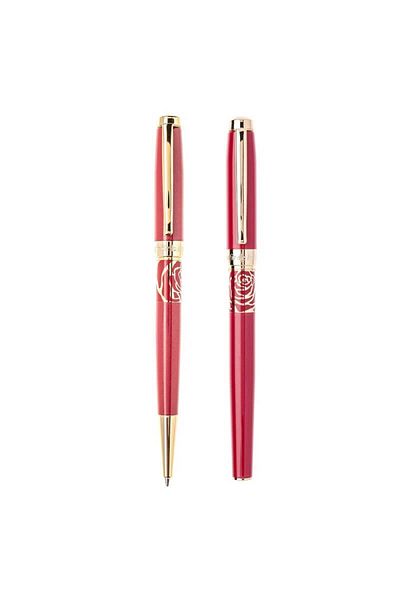 daço Daco red pen and ballpoint pen set with Moldovan Rose inscription