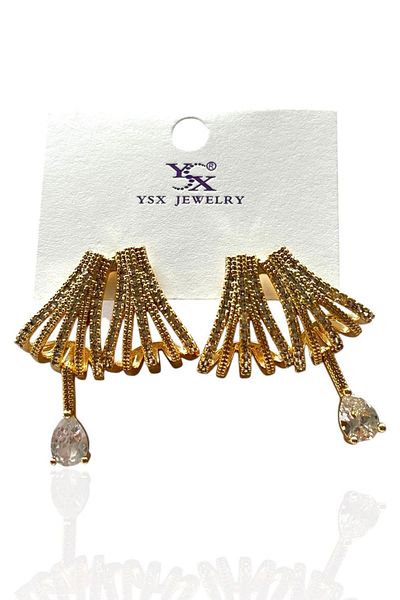 TAKIŞTIR Gold Color Stone Detailed Ysx Earrings (Pair)