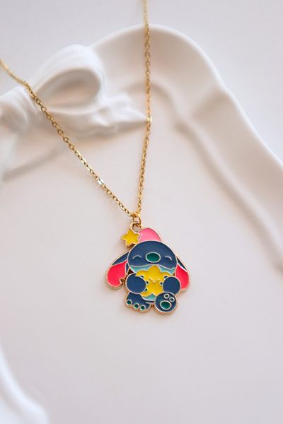 EFBUTİK Cute Stitch Imported Necklace with Gold Color Chain