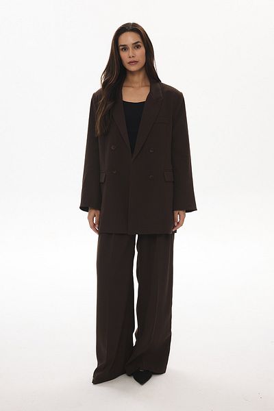 Hooopstore Παντελόνι Palazzo Brown με λεπτομέρεια από καουτσούκ Class