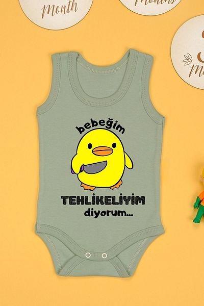 bebetospik Cotton I Say I'm Dangerous Printed Snap Bodysuit