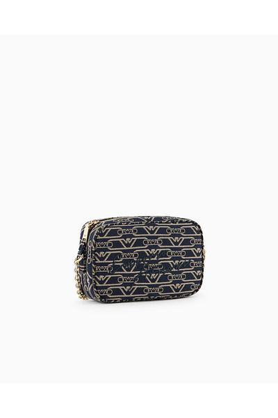 Emporio Armani Women's Monogram Logo Covered Jacquard Adjustable Chain Shoulder Bag