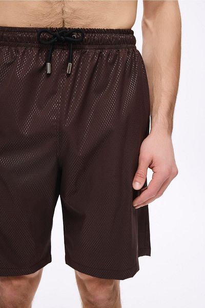 Haşema Brown Textured Fabric Men's Short Pool and Sea Shorts 5032