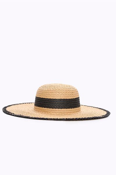 Haşema Beige Straw Beach Hat - Ribbon Detail 2042