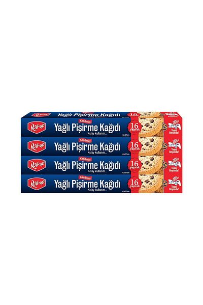 Roll-Up Cut Oil Baking Paper 16 Sheets Box Set of 4