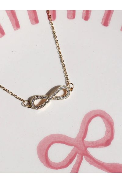 Reorah Collection Jewelled Infinity Steel Necklace