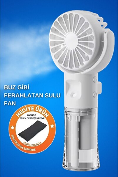 POLYGOLD El Tipi Sulu Buharlı Fan Şarjlı Vantilatör Mini Masaüstü El Fan Taşınabilir 3 Kademeli Usb Pervane