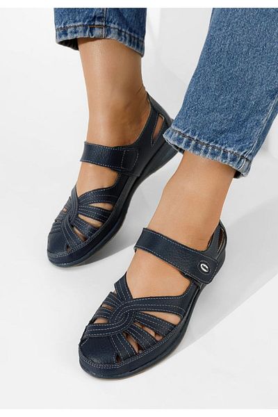 B T Shoes Balerini dama piele Parina albastri