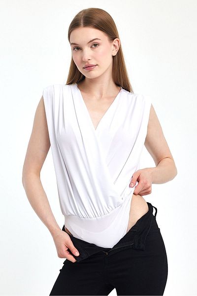 ZACHARIUZ Double-breasted Collar Bottom Snap-on Bodysuit