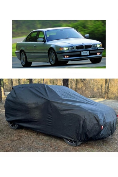 CoverPlus Bmw 728i مشمع سيارة طويل متوافق مع سيارة سميكة مشمع كامل - أسود