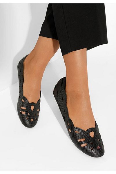 B T Shoes Balerina perforată Priscille negru