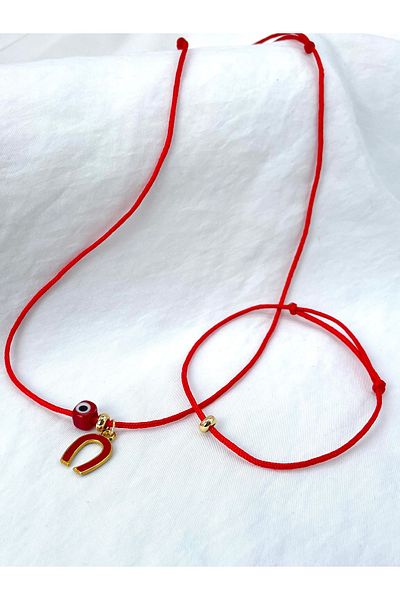 Concept HuBuTU مجموعة من قلادة وسوار بحبل أحمر بسيط من Lucky Evil Eye