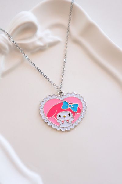 EFBUTİK Silver Color Chain Heart My Melody Imported Necklace
