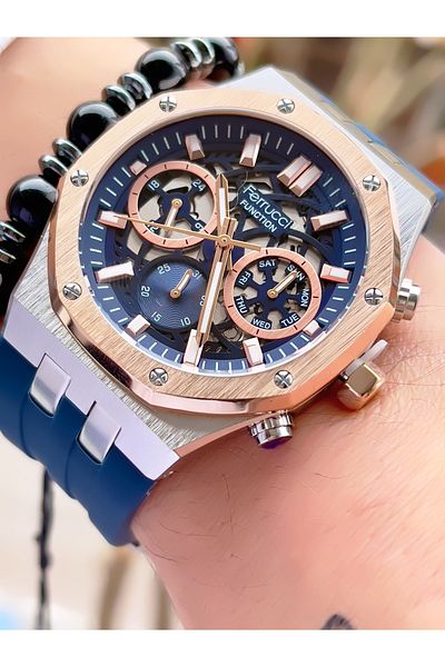 Ferrucci FERRUCCİ FUNCTION SILICONE CORD MEN'S WRISTWATCH + BRACELET WITH GIFT