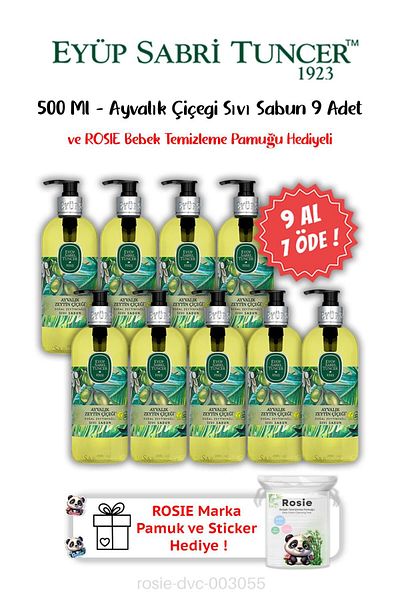 Eyüp Sabri Tuncer Buy 9 Pay 7 Ayvalık Olive Blossom Liquid Soap 500 ml and Rosie Gift