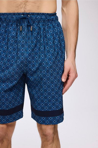 Haşema Star Patterned Navy Blue Men's Short Pool and Sea Shorts 5065