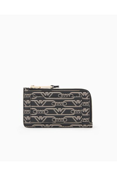 Emporio Armani Дамска чанта Ferme Earthy с външен джоб и лого на орел, черна, ниска цена CI000367 AF11951-FC033