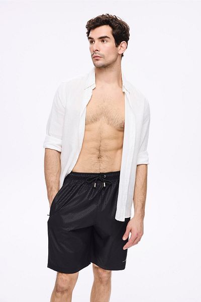 Haşema Black Men's Ready-Made Fabric Kreso Pool and Sea Shorts