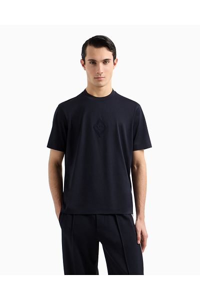 Emporio Armani Tricou pentru bărbați, cu mânecă scurtă, cu decolteu rotund, cu mânecă scurtă, cu emblema, EM 001040   AF13669-UB118