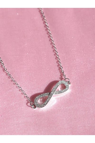 Reorah Collection Jewelled Infinity Steel Necklace