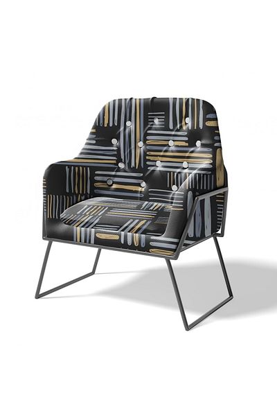 KumaşEvi Black Polyester Fabric with Geometric Line Pattern Suitable for Upholstery, Bag, Cushion and Cover Use 1 m