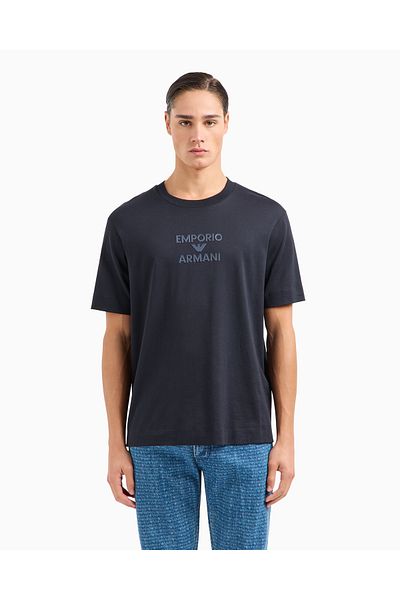 Emporio Armani Ανδρικό μπλουζάκι με γούνα - 100% βαμβάκι - κανονική εφαρμογή - Master Fabrics