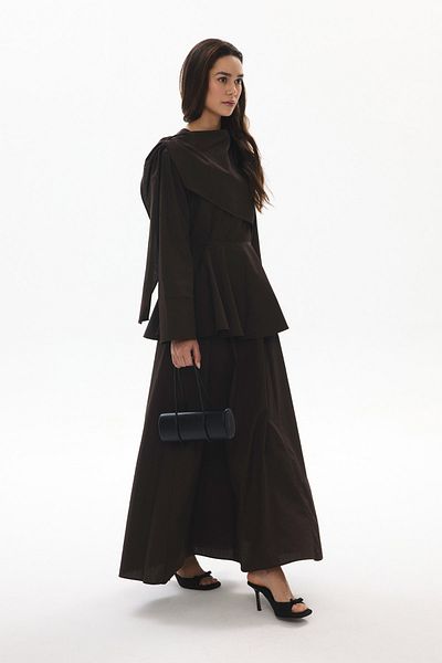 Hooopstore Φόρεμα Flow Cape Λεπτομερές Poplin Brown Φόρεμα