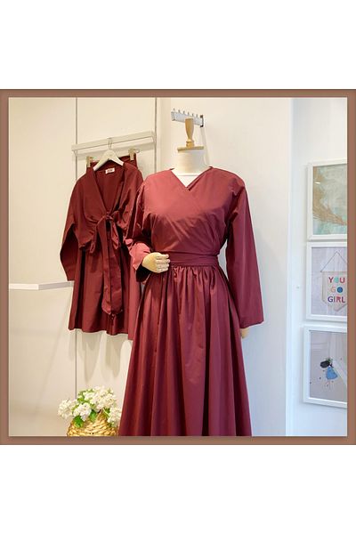 Faya Boutique Burgundy Belted Lyon Suit