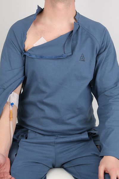 CURE4U Cure Adaptive Denim Blue Chemotherapy Patient Care and Treatment Clothing (Size S - Bed)