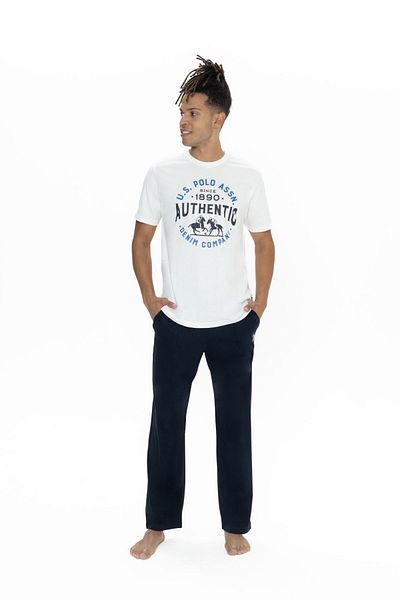 U.S. Polo Assn. U.S. Polo Assn. 18900 Men's Ecru Half Sleeve Round Neck Tube Leg Pajama Set