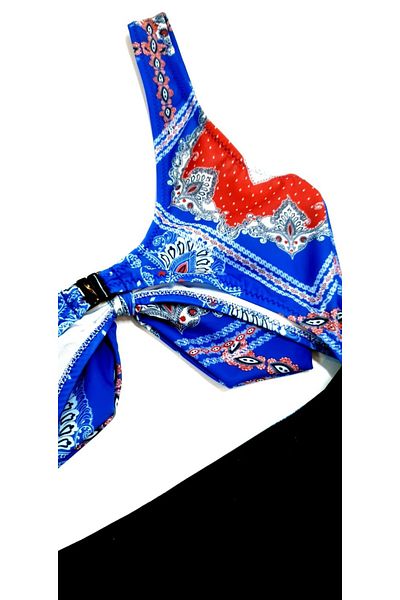 DEEP BEACH Db20097m Costum de baie cu imprimeu Saks cu fundă în față