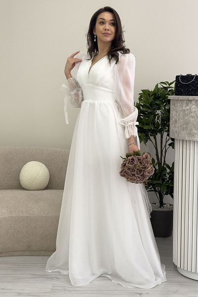 zks grup tekstil Water Green, Black, Gold, Powder, Indigo Asymmetrical Hem Watermelon Sleeve Princess V-Neck Evening Dress