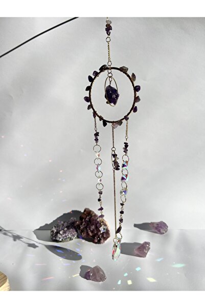 Ametist Sun Catcher 3 - Güneş Tutucu, Güneş Yakalayıcı, Doğal Ametist Taşlı, El Yapımı