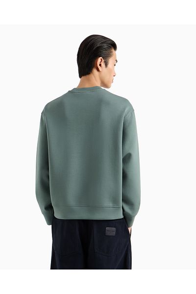 Emporio Armani Men's Woven Fabric Regular Fit Round Neck Long Sleeve Green Sweatshirt Em 001126   Af10013-U9083