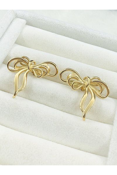 DS DİAMONDSHOP Steel Earring Ribbon Model Byçkp- 202503415