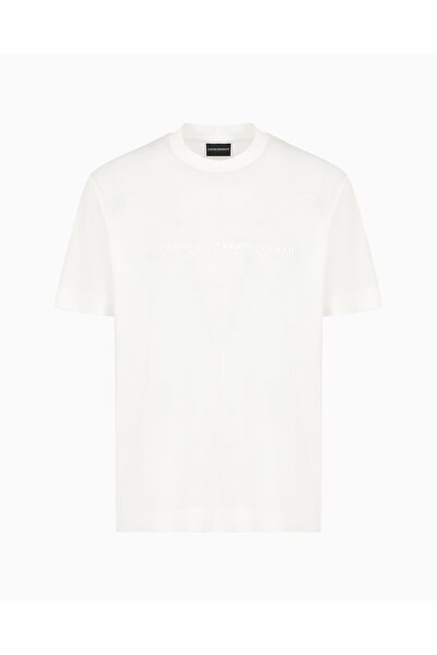 Emporio Armani Ανδρικό λευκό μπλουζάκι με κανονική εφαρμογή με λογότυπο EM 001070   AF13747-U000