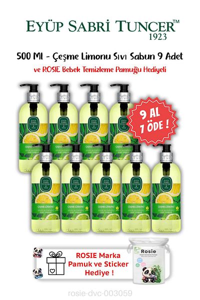 Eyüp Sabri Tuncer Buy 9 Pay 7 Çeşme Lemon Liquid Soap 500 ml and Rosie Gift