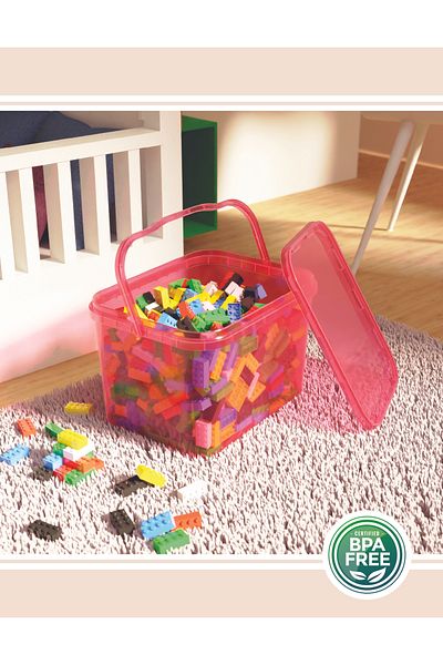 Packio 20 Liter 4-Piece Toy Organizing and Storage Box - Colorful Multi-Purpose Stackable Organizer