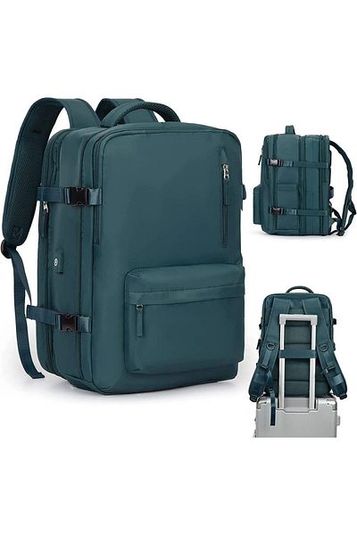 Quasar & Co. Backpack ®, waterproof, shoe compartment, trolley mount, usb, 43x30x20cm, dark green