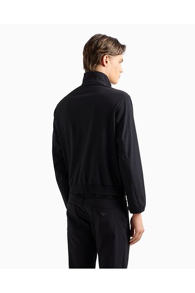 Emporio Armani سترة سوداء بأكمام طويلة وياقة واقفة للرجال EM 001364   AF14076-UC001