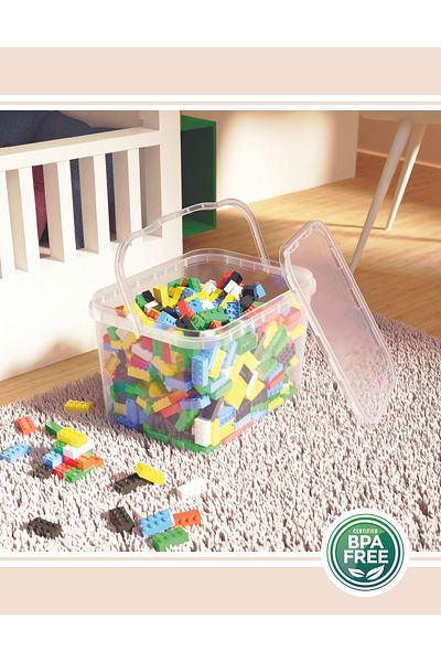 Packio 10 Liter 4-Piece Toy Organizing and Storage Box - Colorful Multi-Purpose Stackable Organizer
