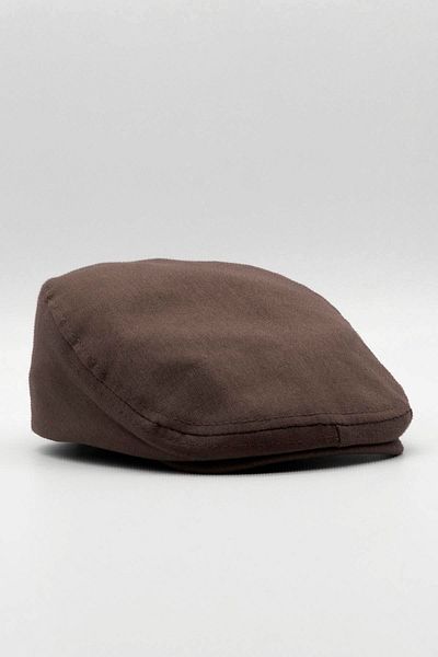 Külah Men's Plain Cotton Bitter Brown Flat Cap Cap
