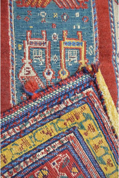 Handmade Hand Woven Red Color and Motif Sumak Rug 85X120 cm (1.02 m²)