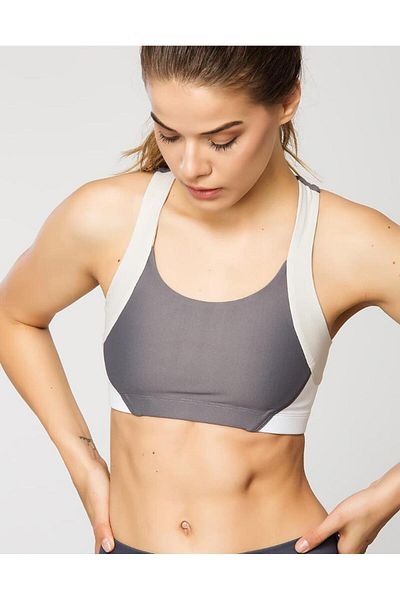 Vie Active Gabrielle Gray Slate Sports Bra