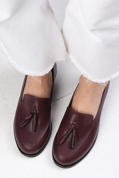 Mio Gusto Iris Burgundy Color Women's Oxford Casual Flat Shoes